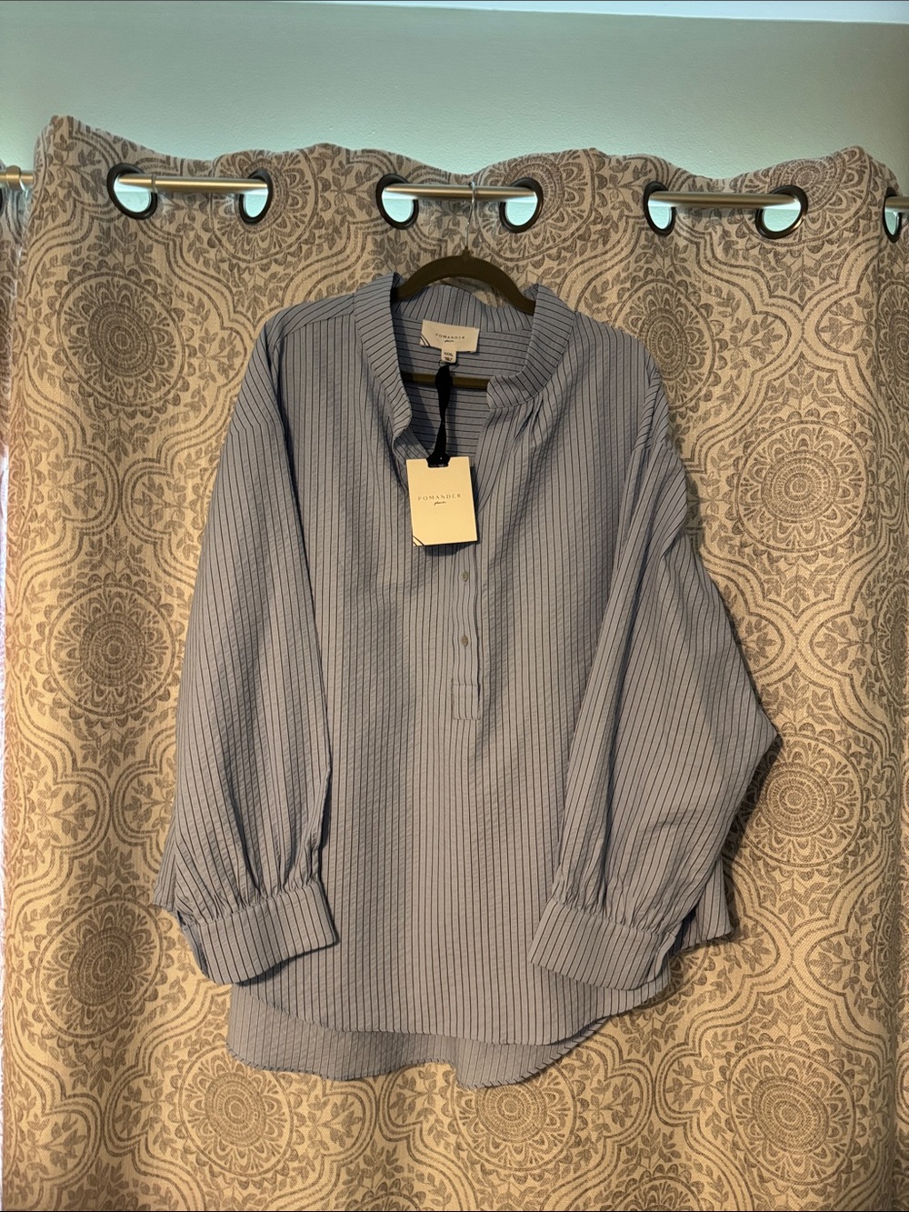 Pomander Place Blue Pinstripe Tunic Shirt